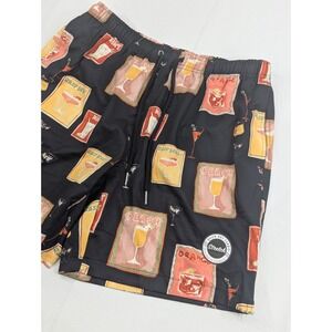 Cove Black Board Shorts with Yellow & Orange Cocktail Print